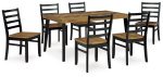 Blondon - Brown   Black - Rectangular Drm Table Set (Set of 7) For Sale