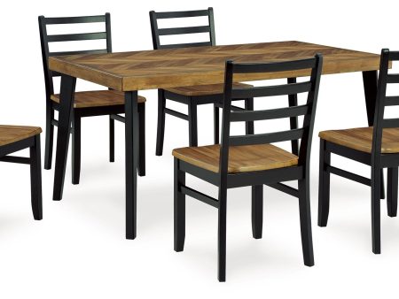 Blondon - Brown   Black - Rectangular Drm Table Set (Set of 7) For Sale