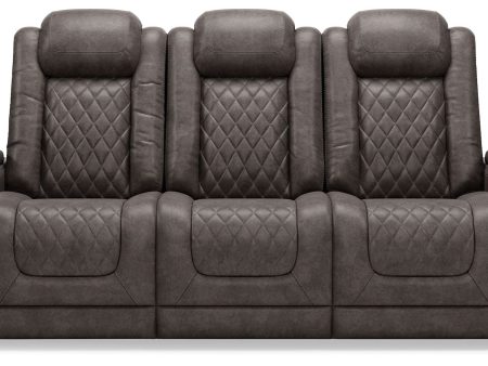 HyllMont - Gray - PWR REC Sofa with ADJ Headrest For Discount