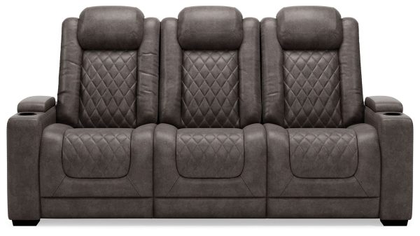 HyllMont - Gray - PWR REC Sofa with ADJ Headrest For Discount