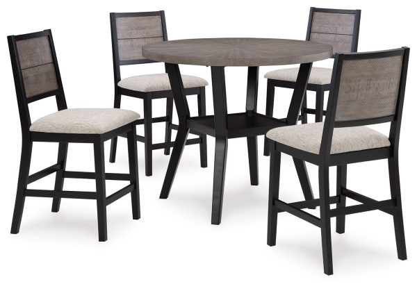 Corloda - Black   Gray - Round Counter Table Set (Set of 5) Fashion