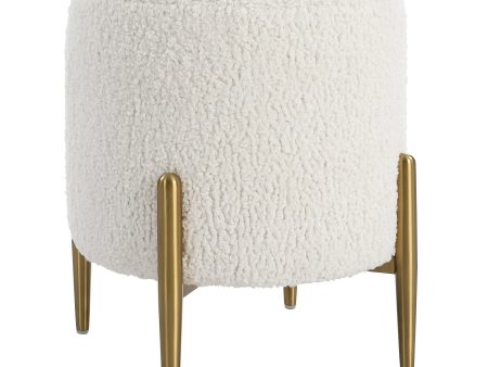 Arles - Shearling Brass Ottoman - Beige Cheap