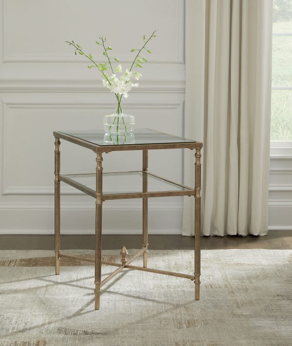 Cloverty - Aged Gold Finish - Rectangular End Table Sale