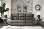 First Base - Gunmetal - Reclining Sofa - Faux Leather on Sale