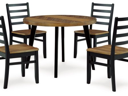 Blondon - Brown   Black - Dining Table and 4 Chairs (Set of 5) Discount