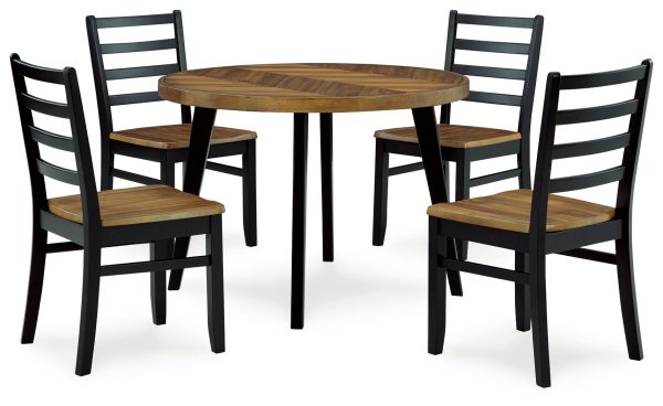 Blondon - Brown   Black - Dining Table and 4 Chairs (Set of 5) Discount