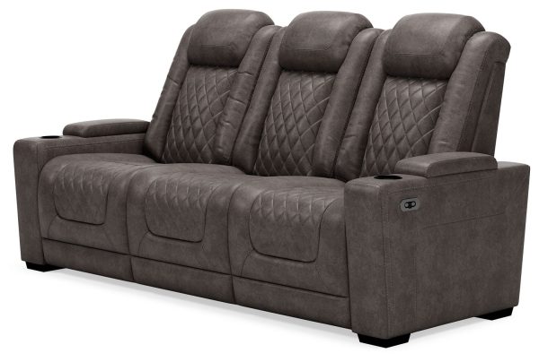 HyllMont - Gray - PWR REC Sofa with ADJ Headrest For Discount