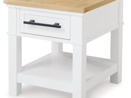 Ashbryn - White   Natural - Rectangular End Table on Sale