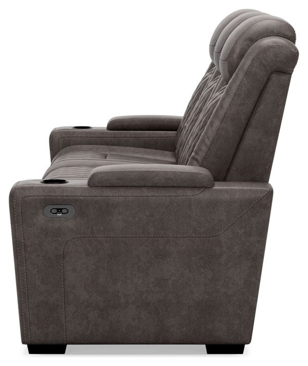 HyllMont - Gray - PWR REC Sofa with ADJ Headrest For Discount