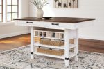 Valebeck - Rect Dining Room Counter Table With Wine Rack Cheap