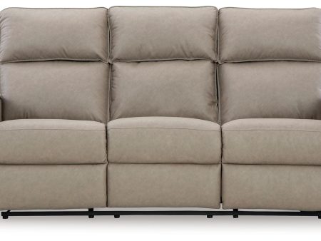 Lavenhorne - Pebble - Reclining Sofa W  Drop Down Table - Faux Leather Hot on Sale