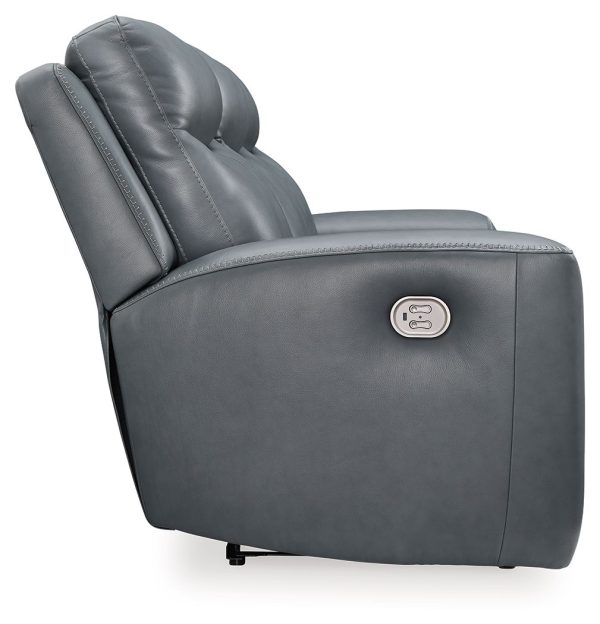 Mindanao - Steel - Pwr Reclining Sofa With Adj Headrest - Leather Match For Cheap