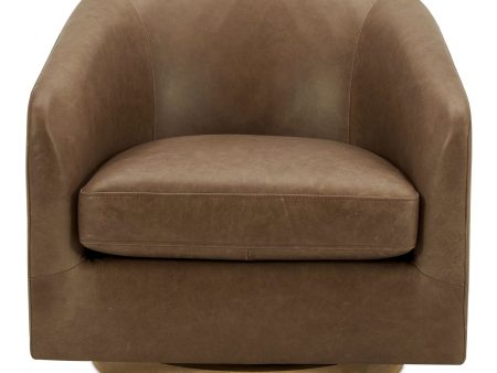 Oscy - Leather Swivel Chair - Tan Hot on Sale