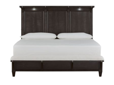 Sierra - Complete Lighted Panel Bed With Upholstered Footboard Discount