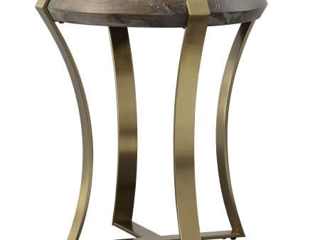 Unite - Brass Leg Wood Side Table - Dark Brown Online Hot Sale