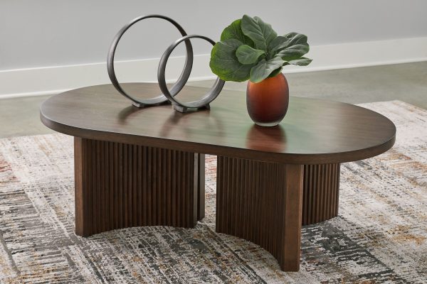 Korestone - Dark Brown - Oval Cocktail Table Online now