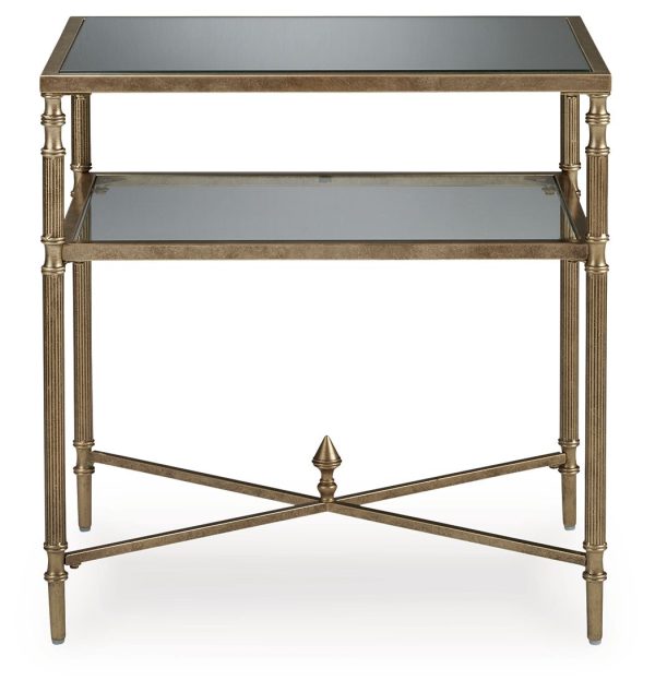 Cloverty - Aged Gold Finish - Rectangular End Table Sale