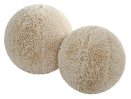 Abide - Ball Sheepskin Pillows (Set of 2) - Beige Online Hot Sale