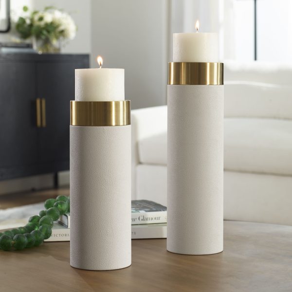 Wessex - Pillar Candleholders (Set Of 2) - White Online now