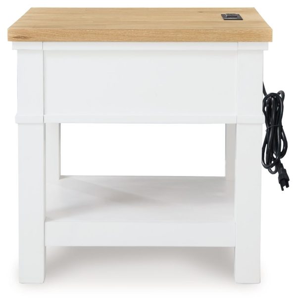 Ashbryn - White   Natural - Rectangular End Table on Sale