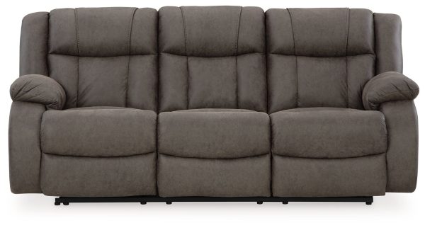 First Base - Gunmetal - Reclining Sofa - Faux Leather on Sale