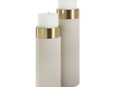 Wessex - Pillar Candleholders (Set Of 2) - White Online now