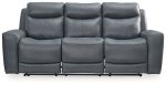 Mindanao - Steel - Pwr Reclining Sofa With Adj Headrest - Leather Match For Cheap