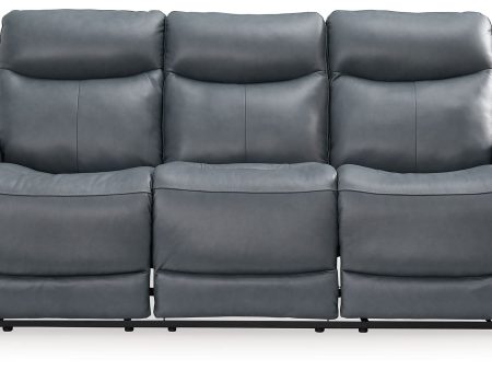 Mindanao - Steel - Pwr Reclining Sofa With Adj Headrest - Leather Match For Cheap