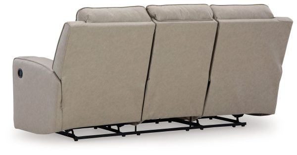 Lavenhorne - Pebble - Reclining Sofa W  Drop Down Table - Faux Leather Hot on Sale