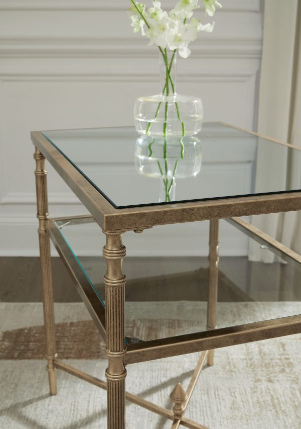 Cloverty - Aged Gold Finish - Rectangular End Table Sale