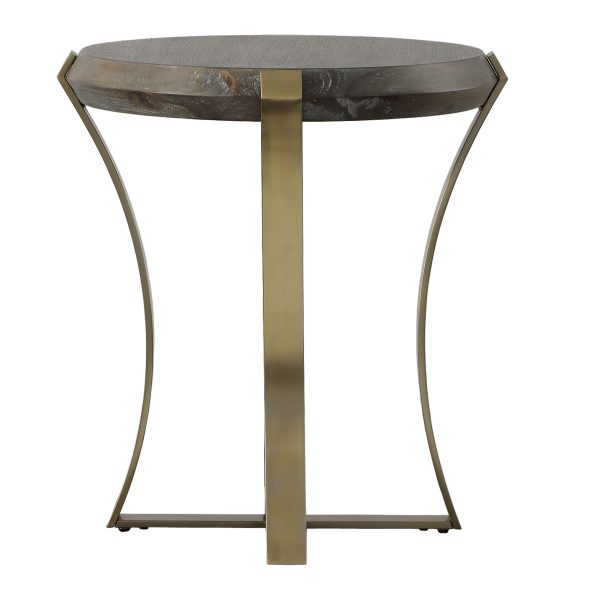 Unite - Brass Leg Wood Side Table - Dark Brown Online Hot Sale