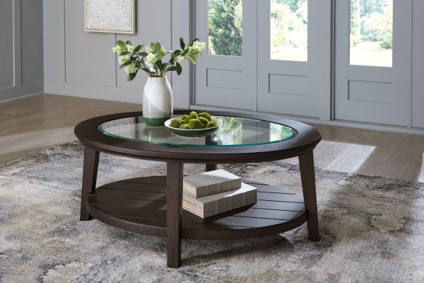 Celamar - Dark Brown - Oval Cocktail Table Online now