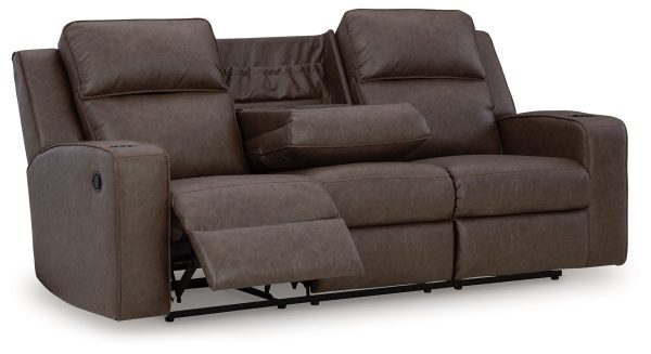 Lavenhorne - Granite - Reclining Sofa W  Drop Down Table - Faux Leather Online