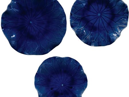 Abella - Ceramic Wall Decor (Set of 3) - Blue Hot on Sale