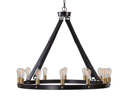 Marlow - 12 Light Circle Chandelier - Black For Sale