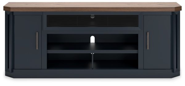 Landocken - Brown   Blue - XL TV Stand W Fireplace Option Online Hot Sale