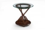 Beaufort - Round End Table With Base And Glass Top - Dark Oak Fashion