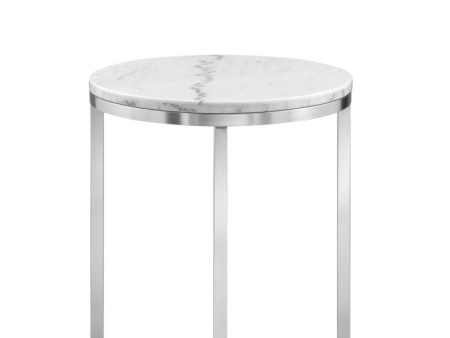 Esme - Round End Table - White Marble And Brushed Nickel Discount