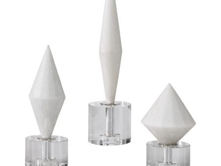 Alize - Stone Sculptures (Set of 3) - White Online Hot Sale