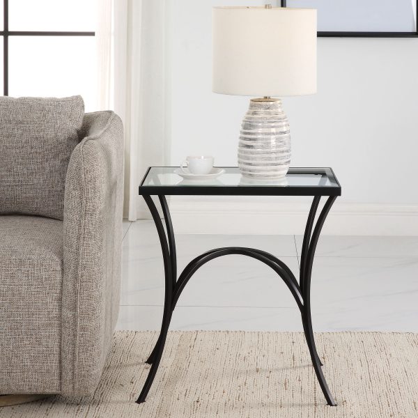 Alayna - Metal & Glass End Table - Black on Sale