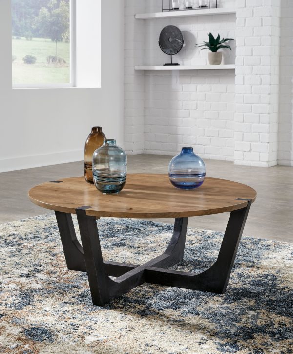 Hanneforth - Brown - Round Cocktail Table For Discount