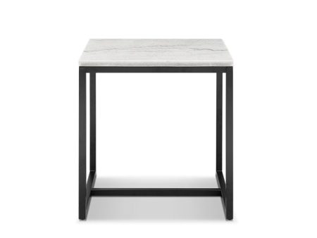 Torin - Rectangular End Table - White Marble And Matte Black Sale