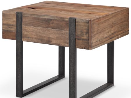 Prescott - Modern Reclaimed Wood Rectangular End Table - Rustic Honey Online