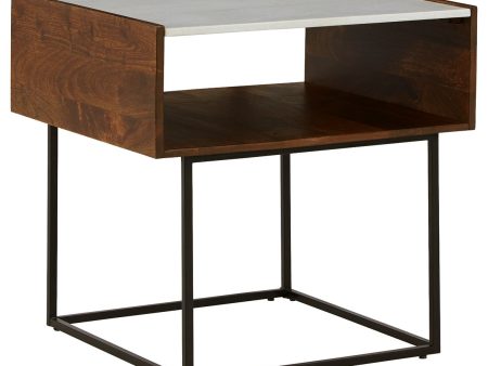 Rusitori - Brown   Beige   White - Rectangular End Table Discount