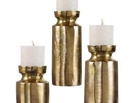 Amina - Candleholders (Set of 3) - Antique Brass Supply