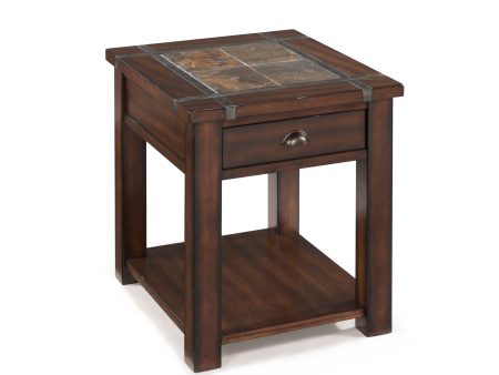 Roanoke - Rectangular End Table - Cherry And Slate For Cheap