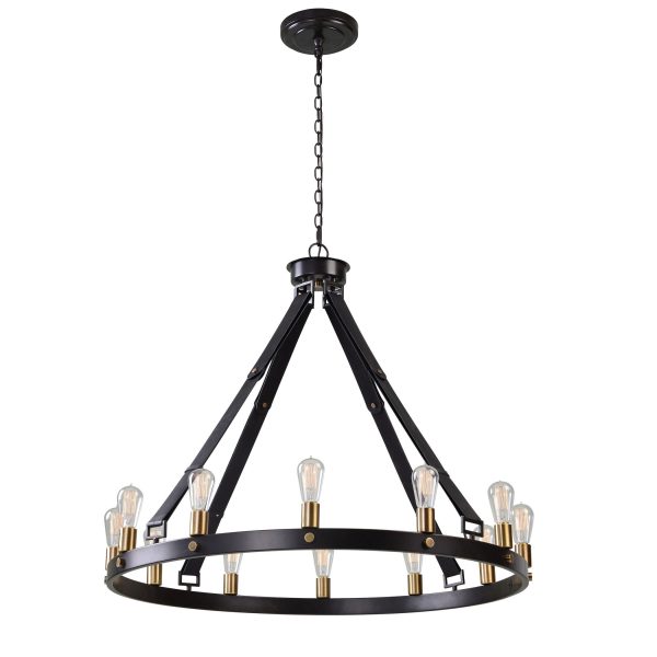 Marlow - 12 Light Circle Chandelier - Black For Sale