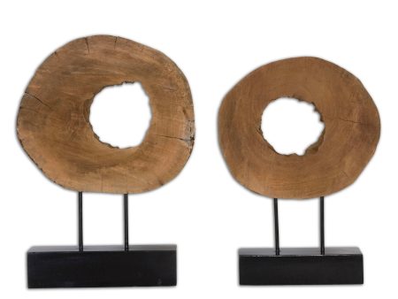 Ashlea - Wooden Sculptures (Set of 2) - Light Brown & Black Online Sale