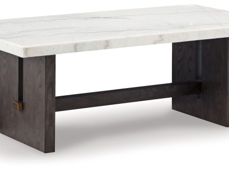 Burkhaus - White   Dark Brown - Rectangular Cocktail Table For Cheap