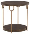 Brazburn - Dark Brown   Gold Finish - Round End Table Cheap